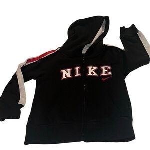 Nike Spellout Black Long Sleeve Embroidered Full Zip Hoodie Kids Boys Size 4